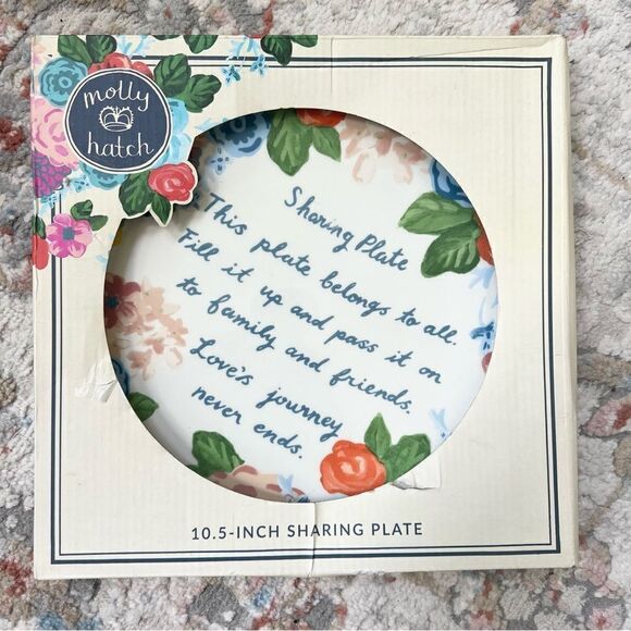 NWT Molly Hatch Sharing Plate 10.5” Ceramic Floral Decorative Plate New in Box - Picture 2 of 8